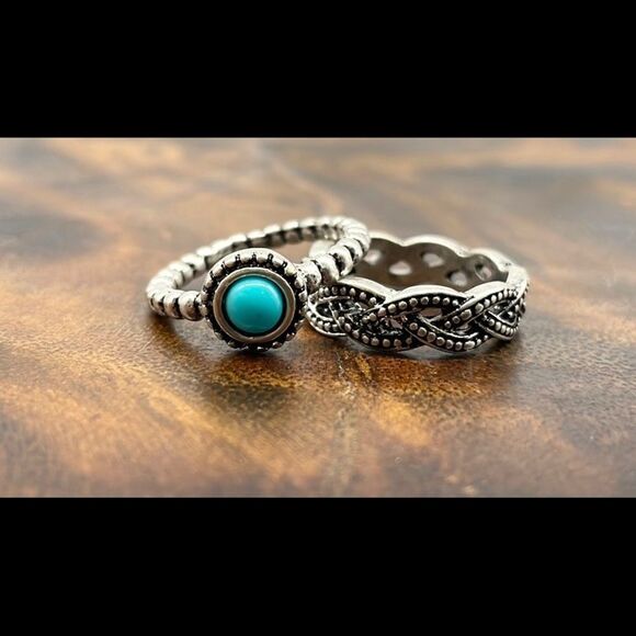 TURQUOISE RING and Band Set Multiple Sizes - Picture 1 of 3